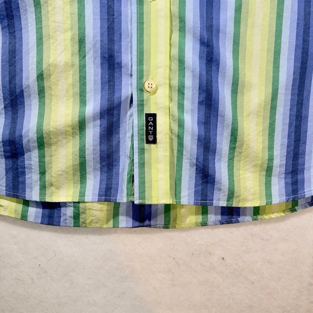 Gant Striped Button Shirt Men Large Dress Fit Providence Poplin Vertical Stripe